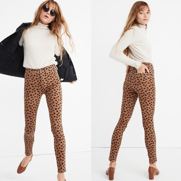 Madewell NWT High Waisted Skinny Jeans Leopard Dot - Picture 2 of 10